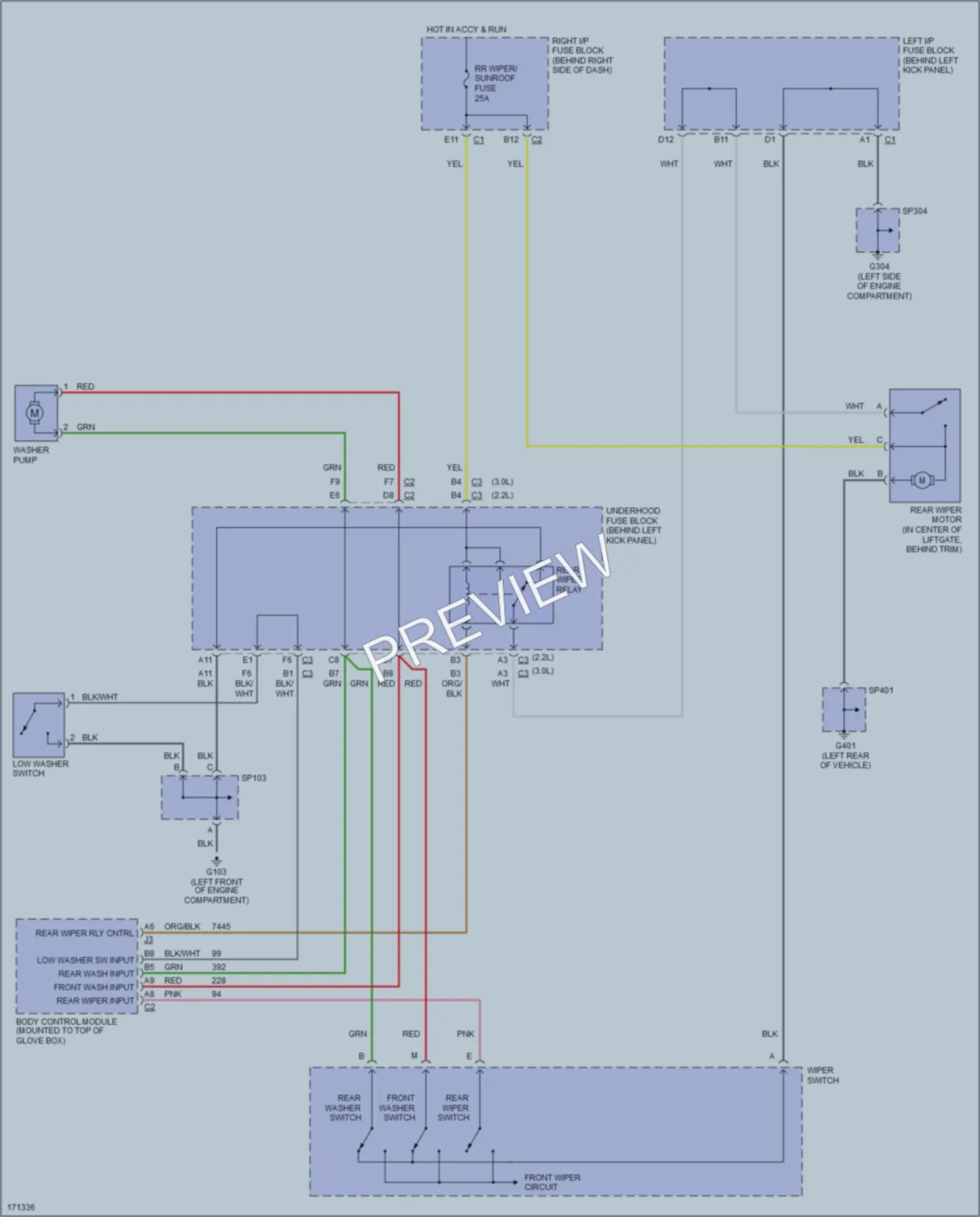 2003 Saturn LW300 Wiper Washer wiring diagram preview