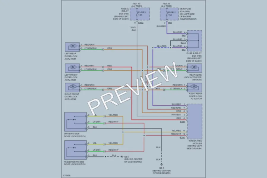 2003 Subaru Impreza Power Door Locks wiring diagram preview