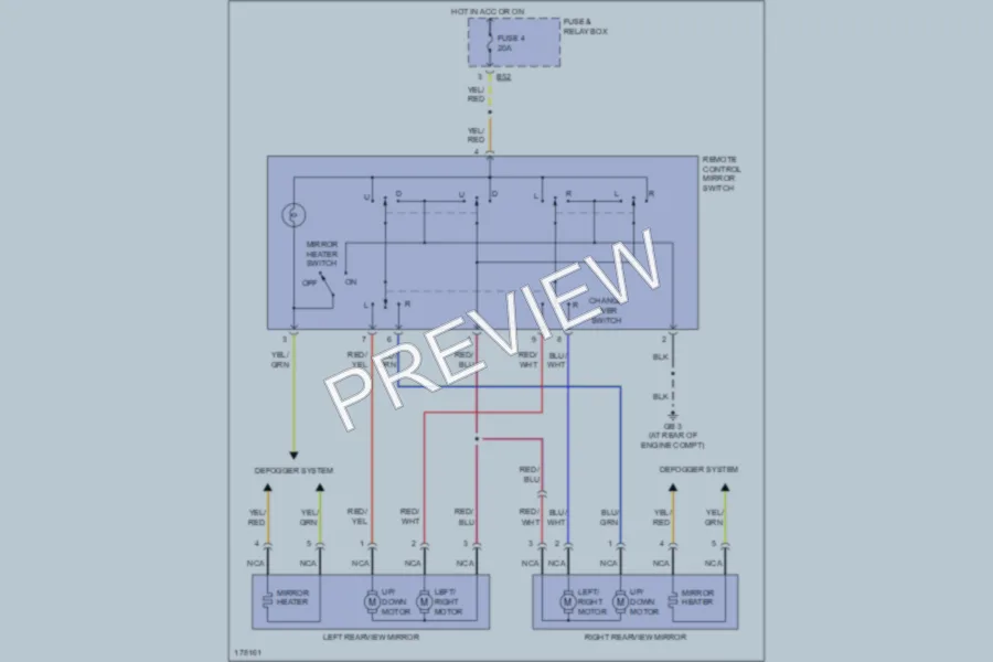 2003 Subaru Legacy Power Mirrors wiring diagram preview