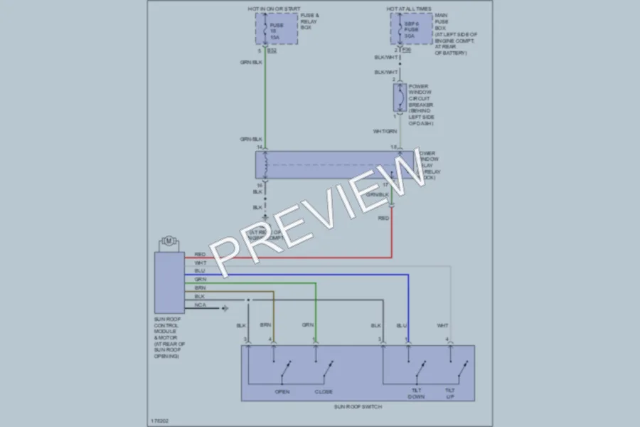 2003 Subaru Legacy Power Top Sunroof wiring diagram preview