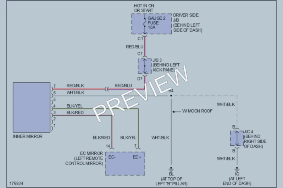 2003 Toyota Avalon Power Mirrors wiring diagram preview
