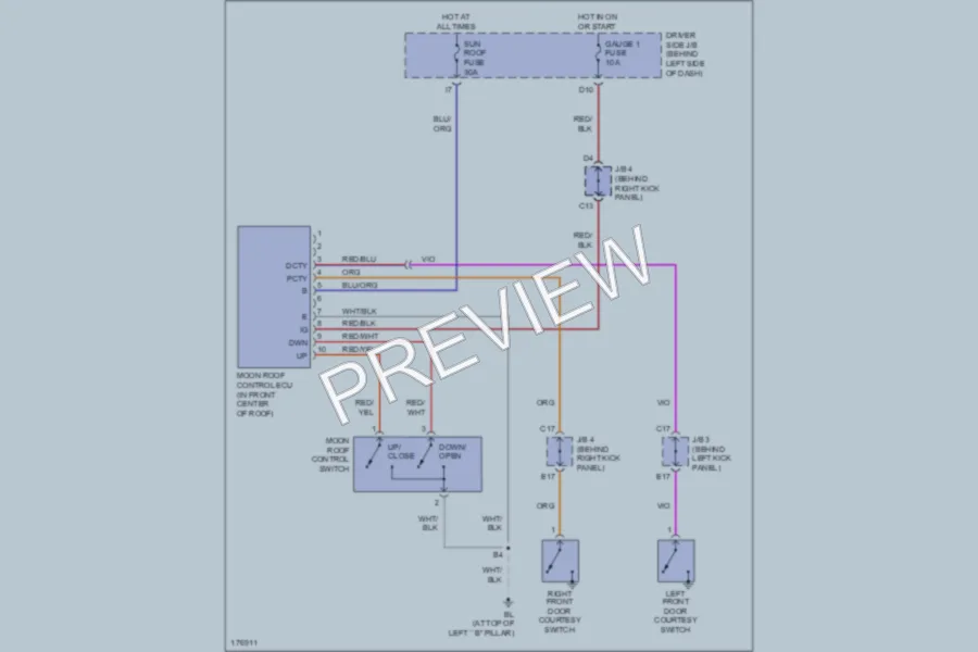 2003 Toyota Avalon Power Top Sunroof wiring diagram preview