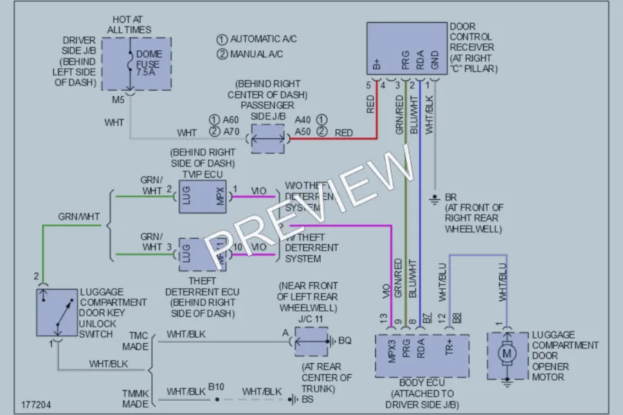 2003 Toyota Camry Trunk Tailgate Fuel Door wiring diagram preview