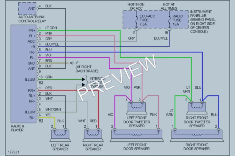 2003 Toyota Celica Radio wiring diagram preview
