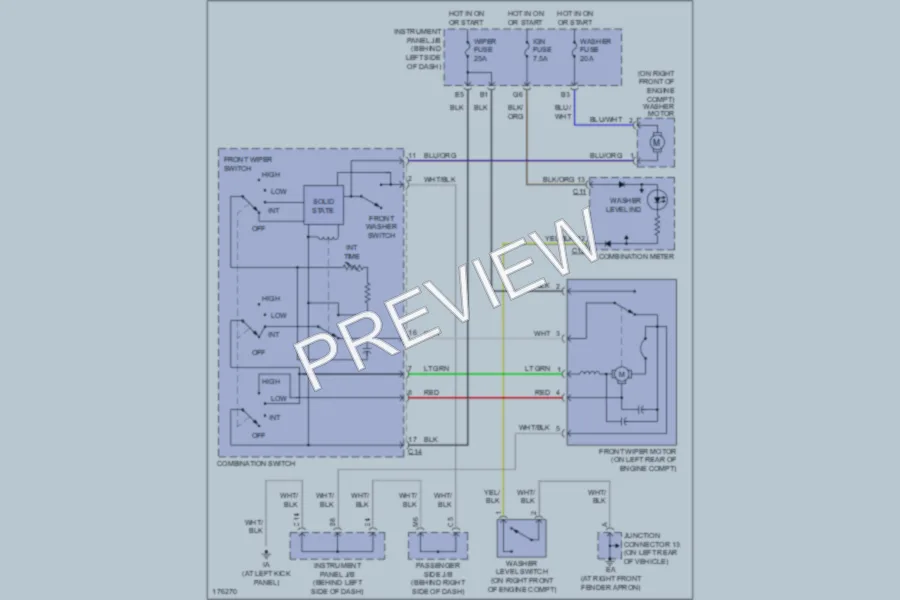 2003 Toyota Highlander Wiper Washer wiring diagram preview