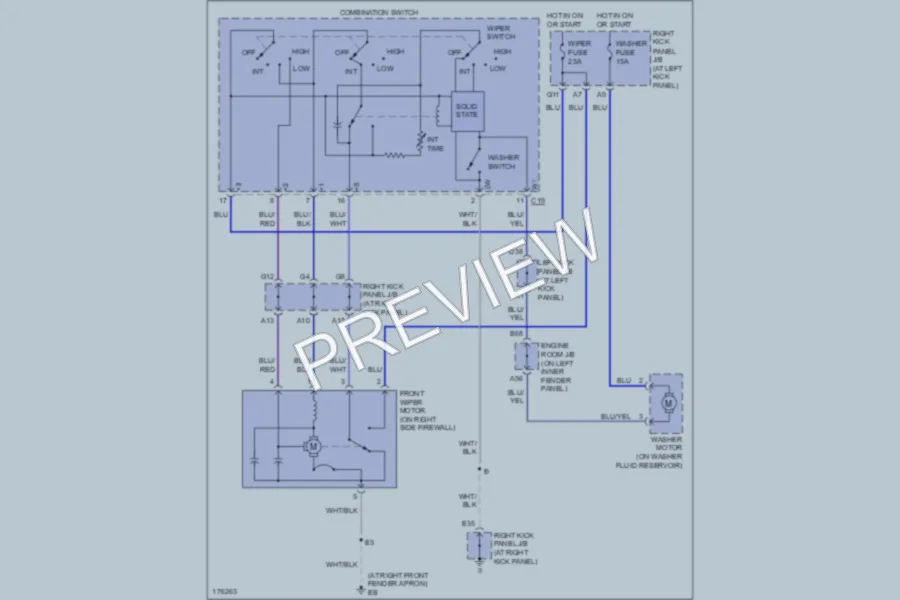 2003 Toyota LandCruiser Wiper Washer wiring diagram preview