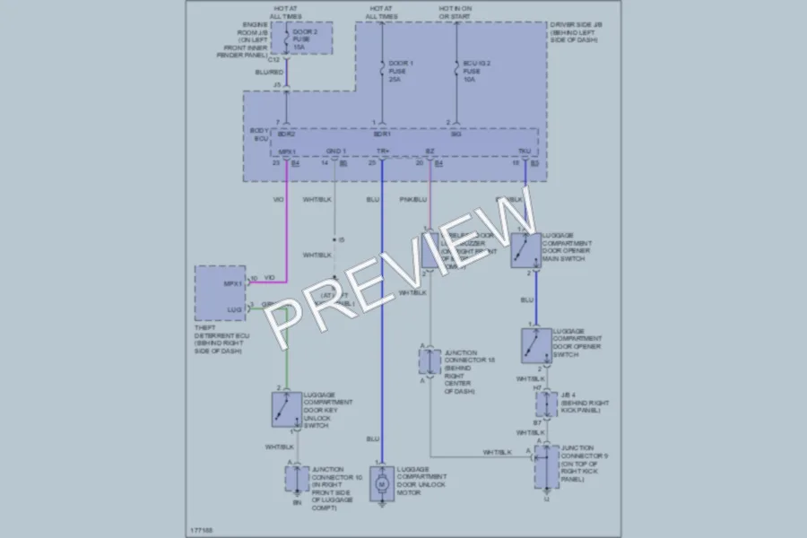 2003 Toyota Solara Trunk Tailgate Fuel Door wiring diagram preview