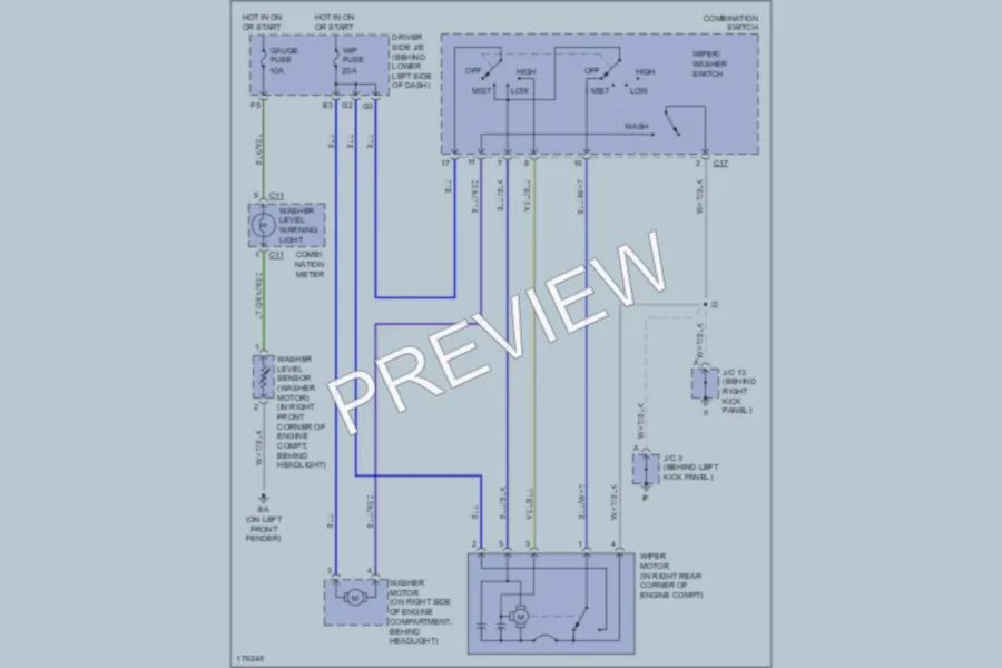 2003 Toyota Tundra Wiper Washer wiring diagram preview