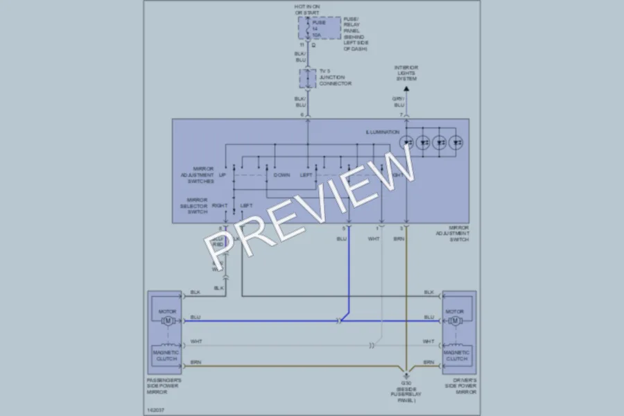 2003 Volkswagen EuroVan Power Mirrors wiring diagram preview