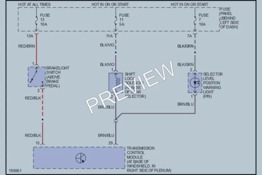 2003 Volkswagen Golf Shift Interlock wiring diagram preview
