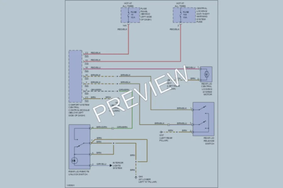 2003 Volkswagen NewBeetle Trunk Tailgate Fuel Door wiring diagram preview