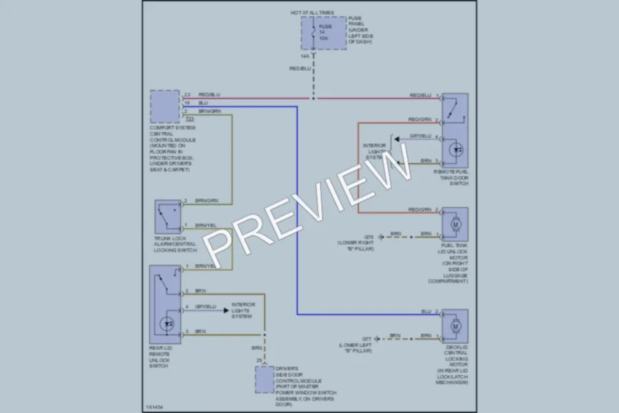2003 Volkswagen Passat Trunk Tailgate Fuel Door wiring diagram preview