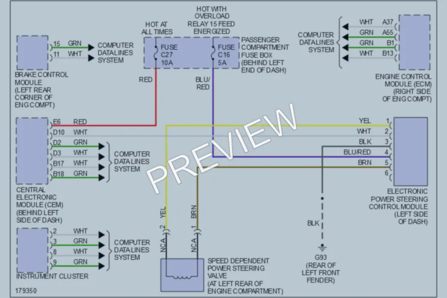 2003 Volvo XC90 Electronic Power Steering wiring diagram preview