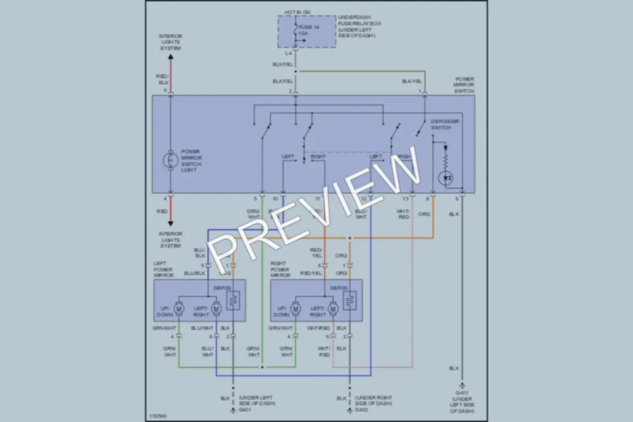 2004 Acura RSX Power Mirrors wiring diagram preview