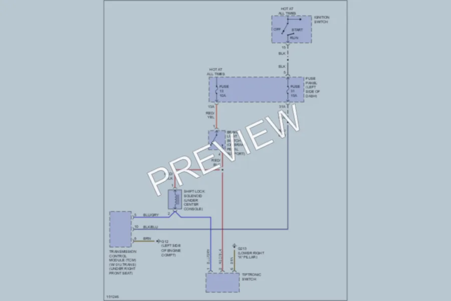 2004 Audi A6 Shift Interlock wiring diagram preview