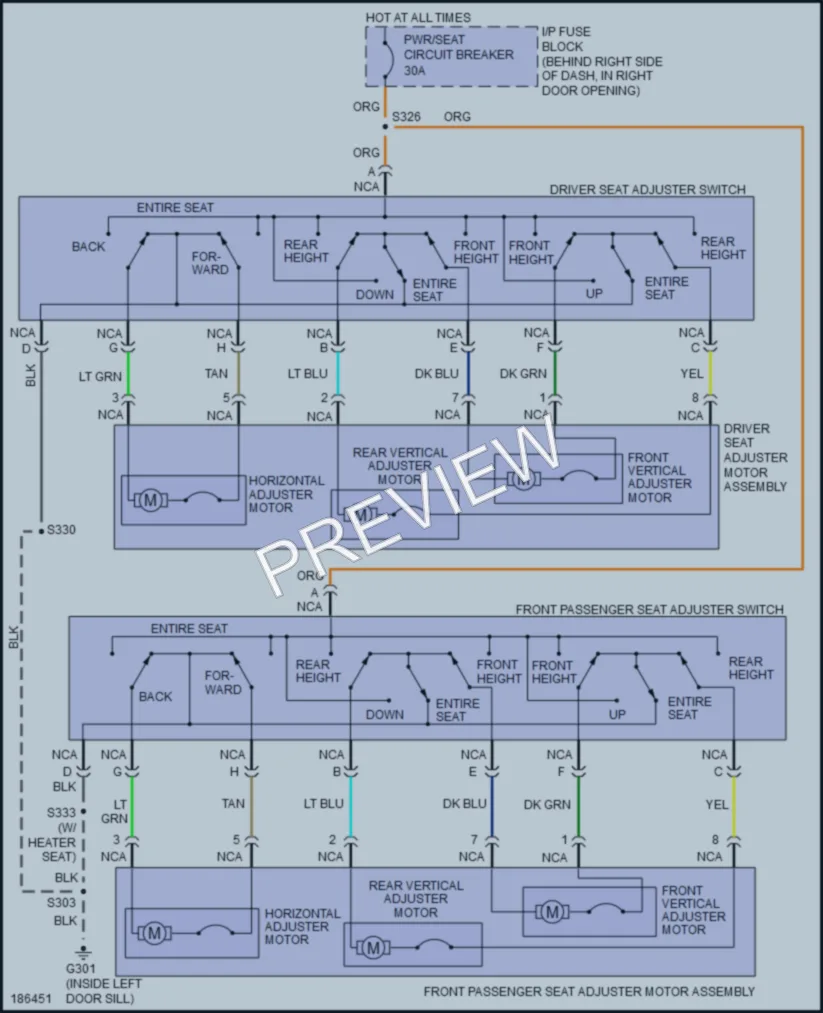 2004 Buick Century Power Seats wiring diagram preview