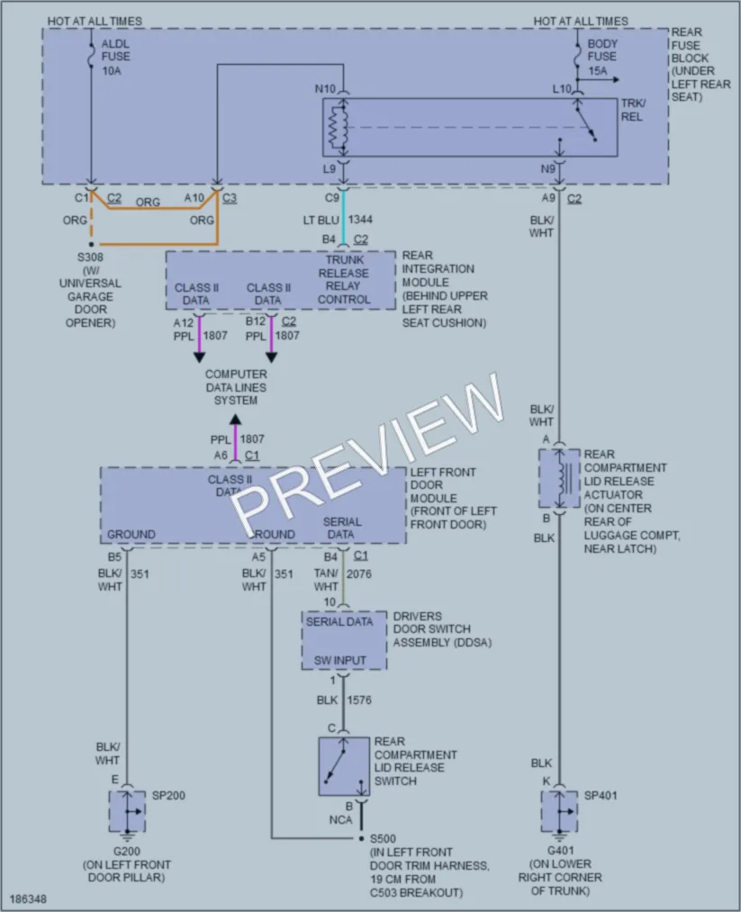 2004 Buick LeSabre Trunk Tailgate Fuel Door wiring diagram preview