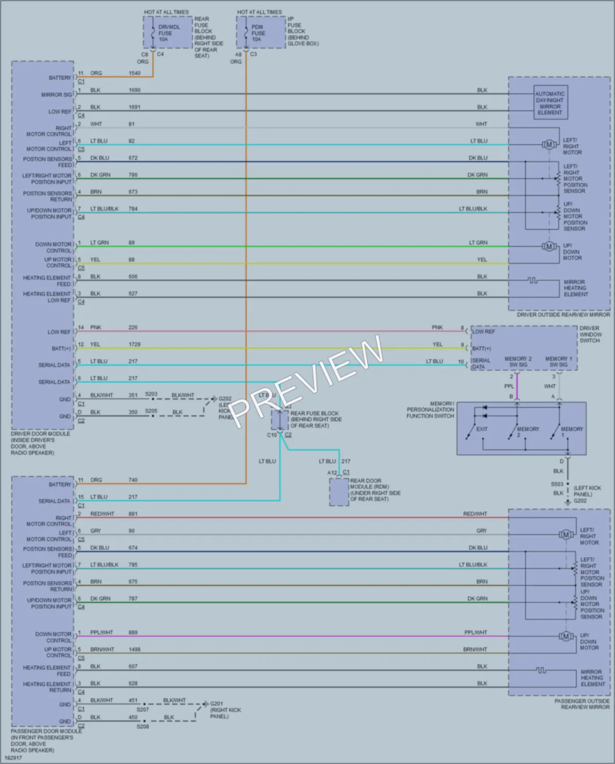 2004 Buick ParkAvenue Memory Systems wiring diagram preview