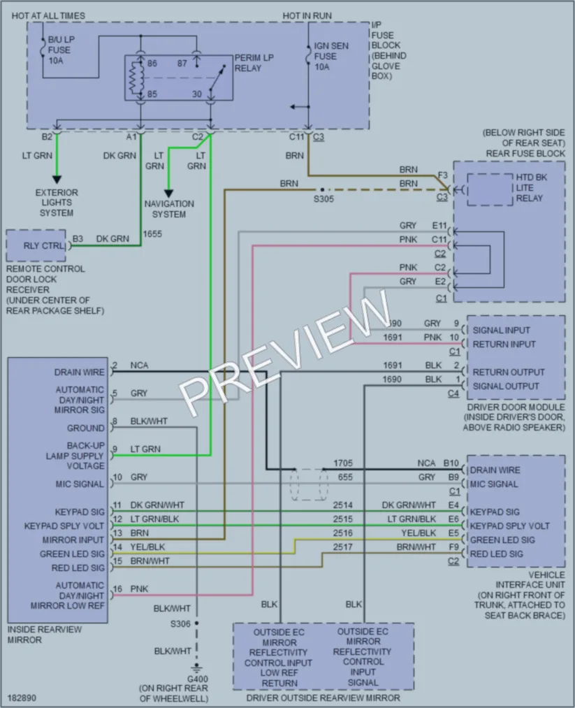 2004 Buick ParkAvenue Power Mirrors wiring diagram preview