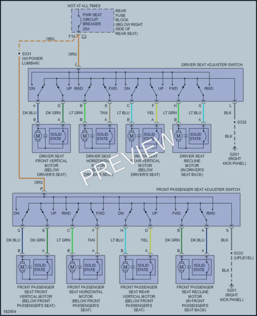 2004 Buick ParkAvenue Power Seats wiring diagram preview