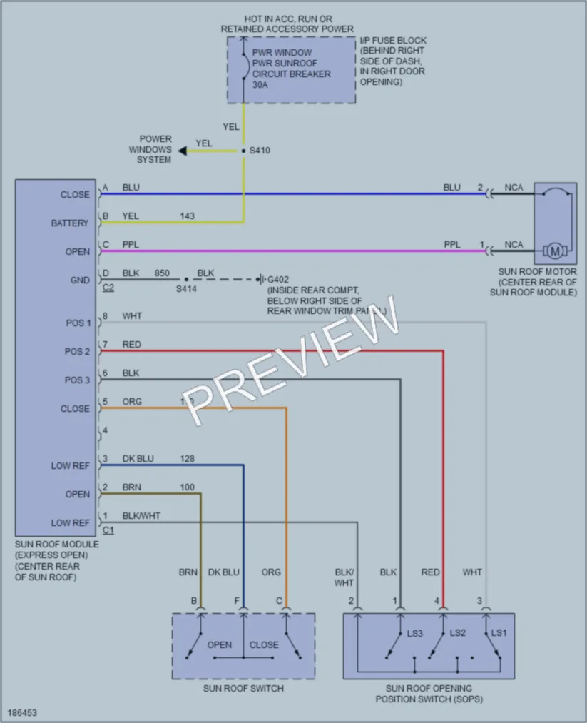 2004 Buick Regal Power Top Sunroof wiring diagram preview