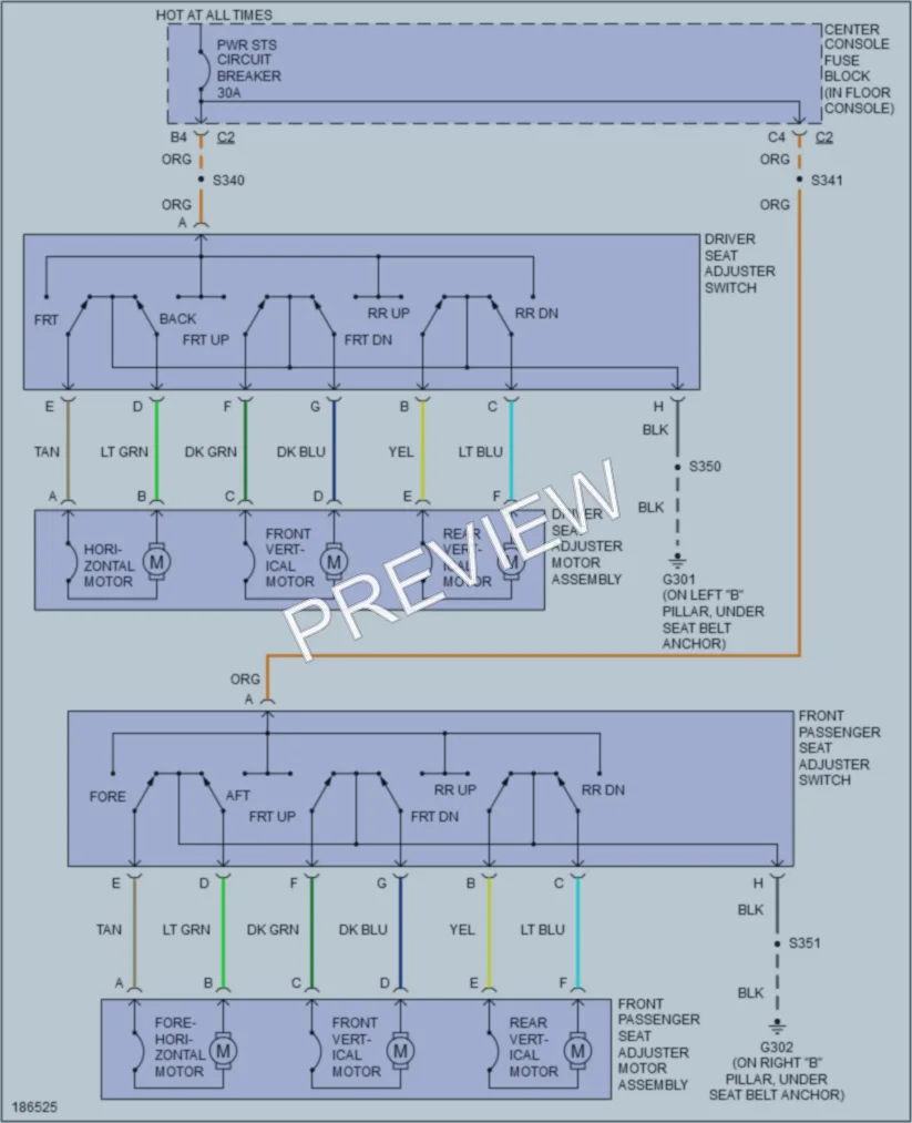 2004 Buick Rendezvous Power Seats wiring diagram preview