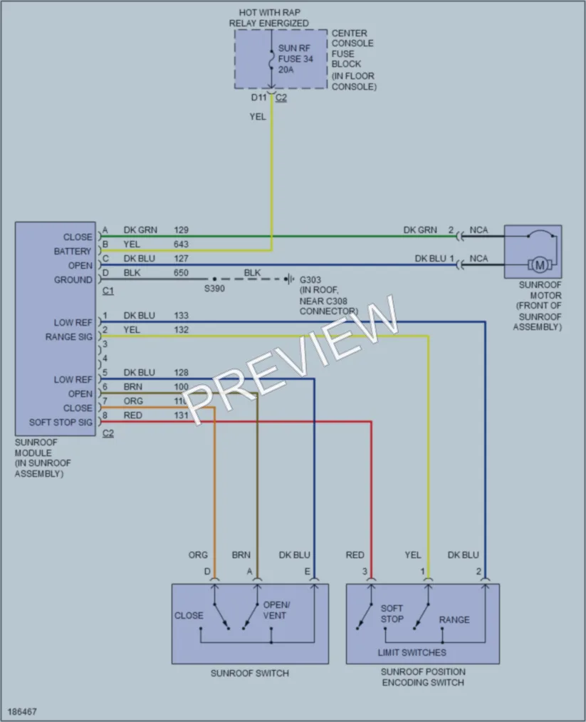 2004 Buick Rendezvous Power Top Sunroof wiring diagram preview