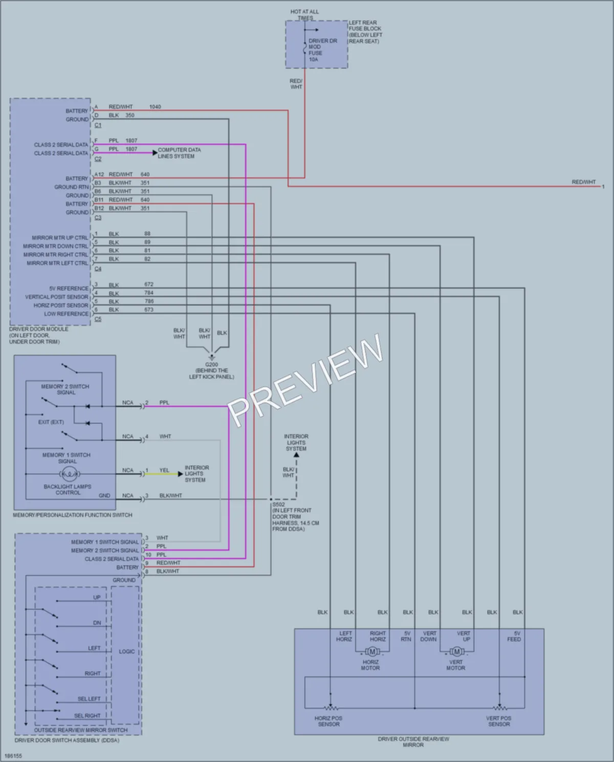 2004 Cadillac CTS Memory Systems wiring diagram preview