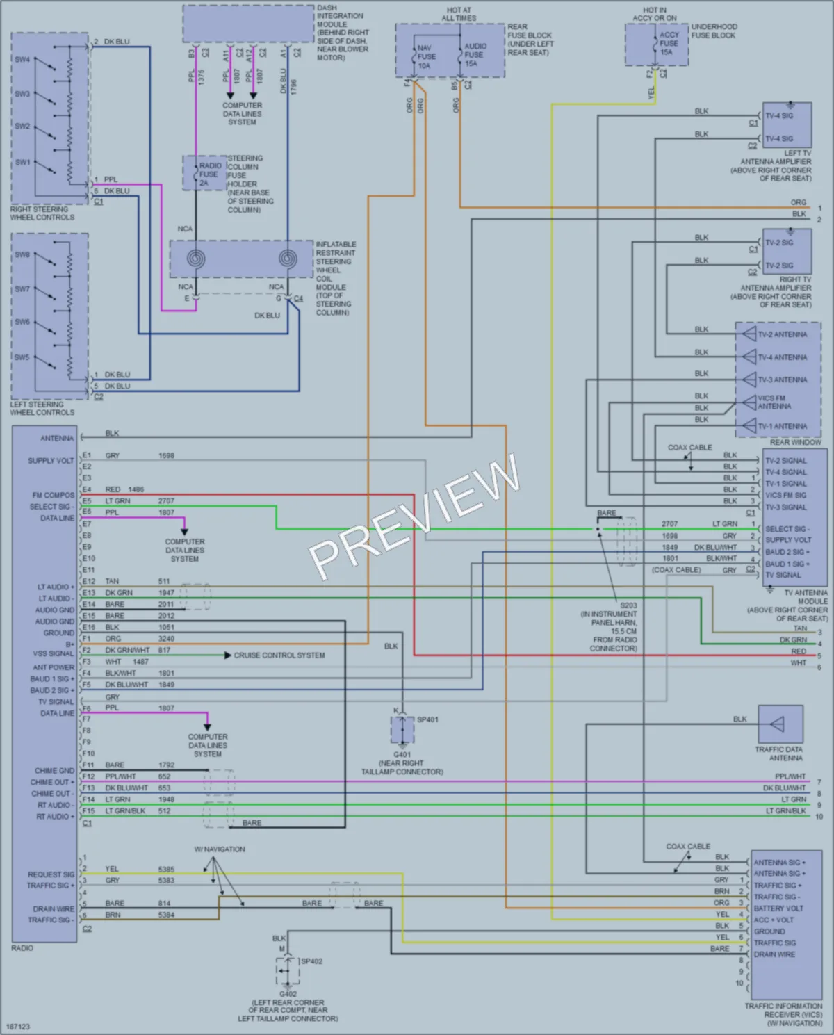 2004 Cadillac DeVille Radio wiring diagram preview