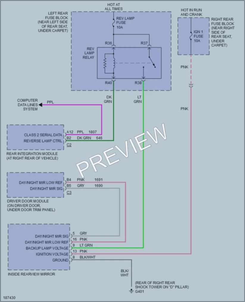 2004 Cadillac SRX Power Mirrors wiring diagram preview