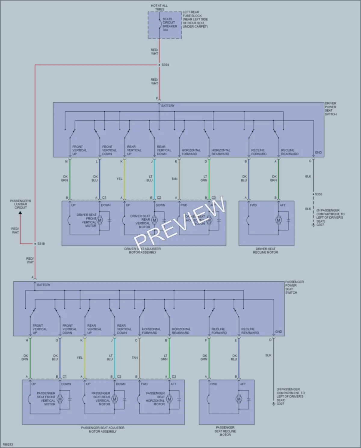 2004 Cadillac SRX Power Seats wiring diagram preview
