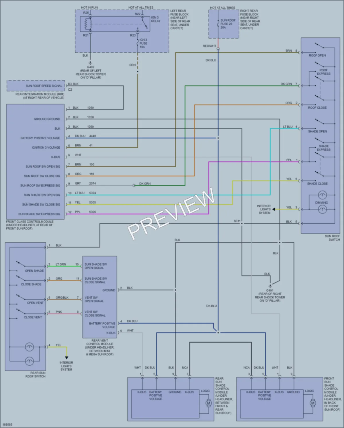 2004 Cadillac SRX Power Top Sunroof wiring diagram preview