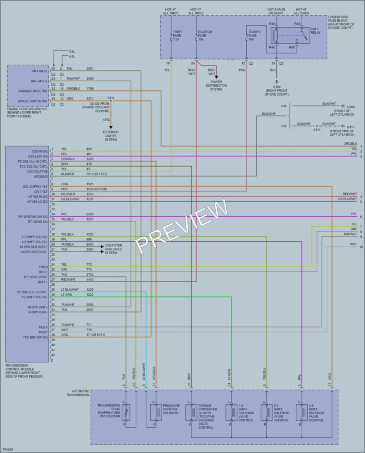 2004 Cadillac SRX Transmission wiring diagram preview