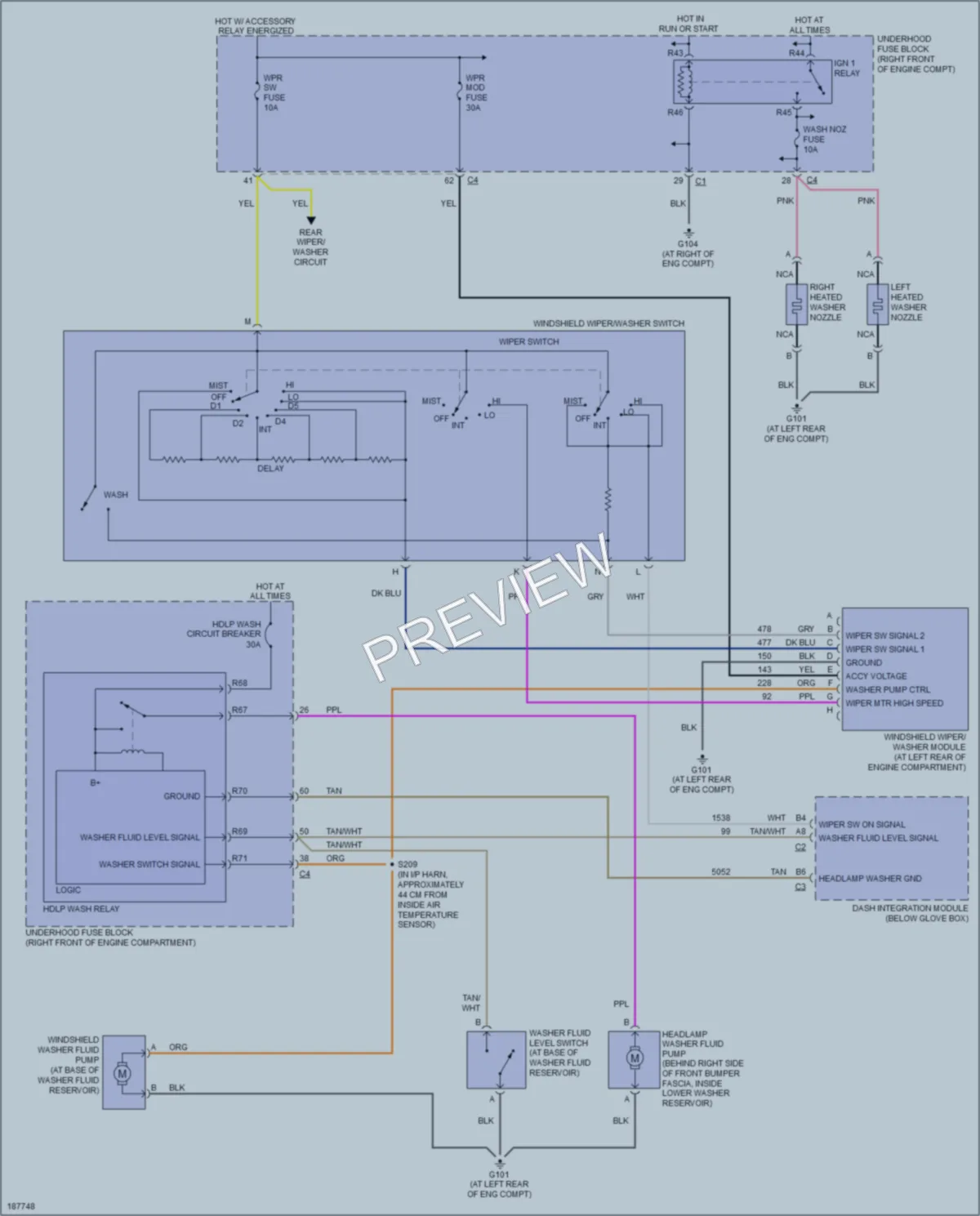 2004 Cadillac SRX Wiper Washer wiring diagram preview