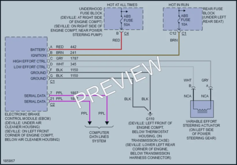 2004 Cadillac Seville Electronic Power Steering wiring diagram preview