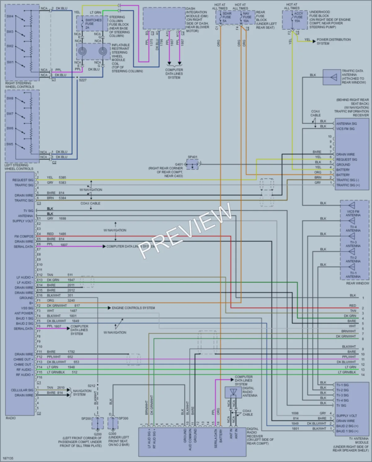 2004 Cadillac Seville Radio wiring diagram preview