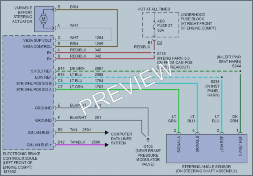 2004 Cadillac XLR Electronic Power Steering wiring diagram preview
