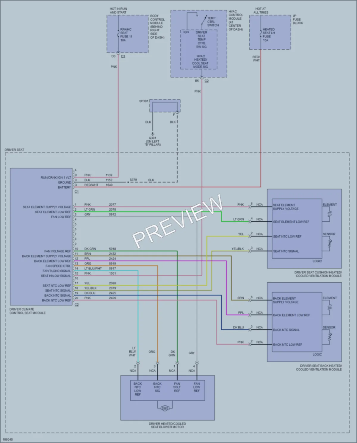 2004 Cadillac XLR Power Seats wiring diagram preview