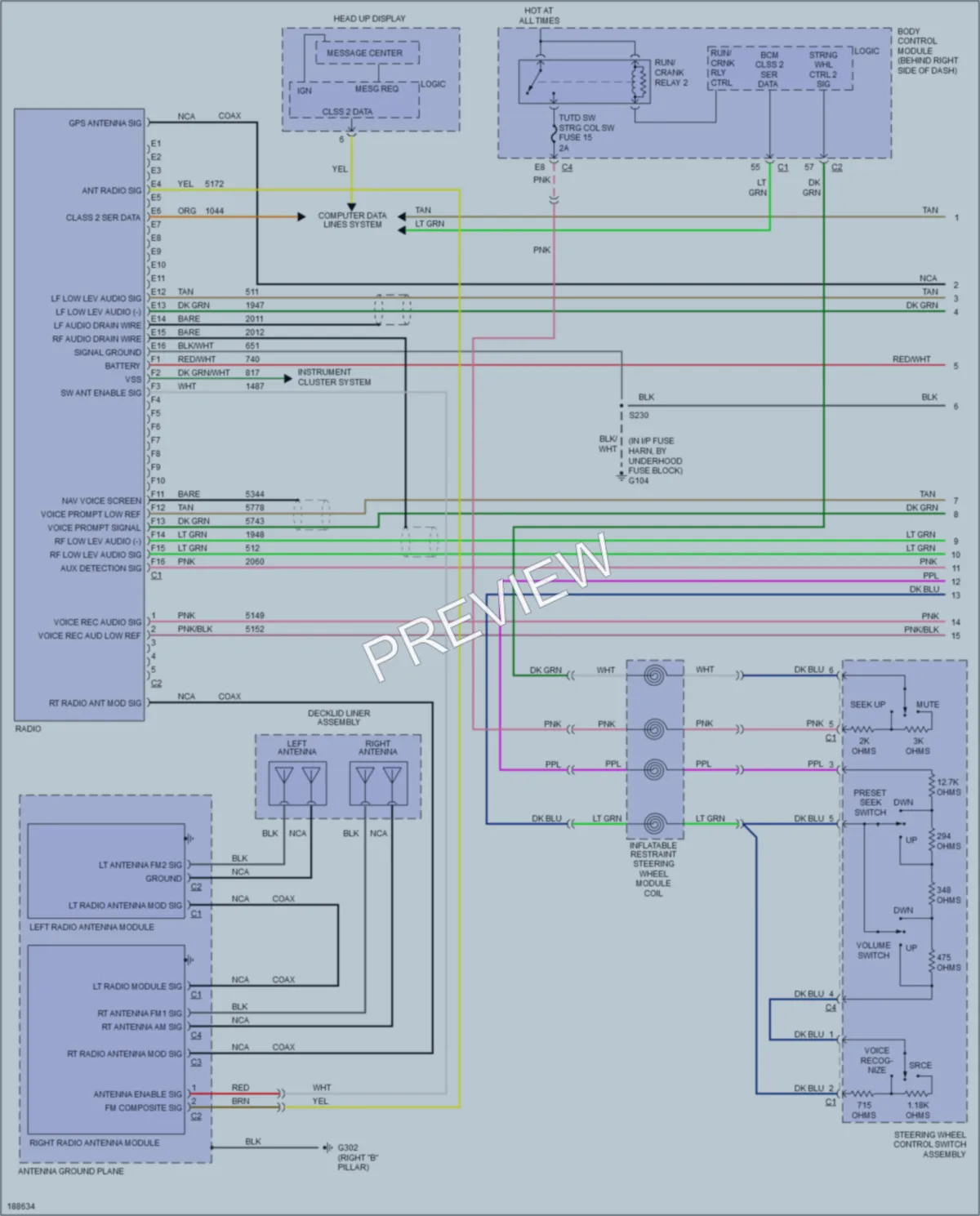 2004 Cadillac XLR Radio wiring diagram preview