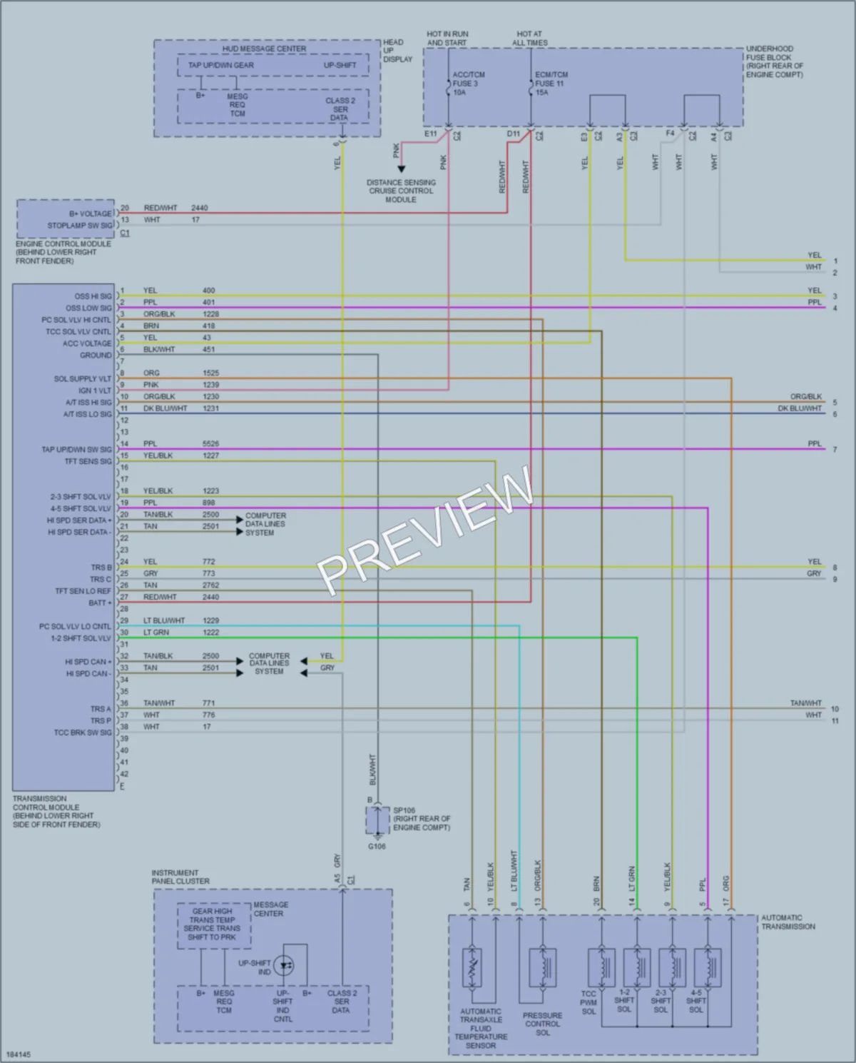 2004 Cadillac XLR Transmission wiring diagram preview