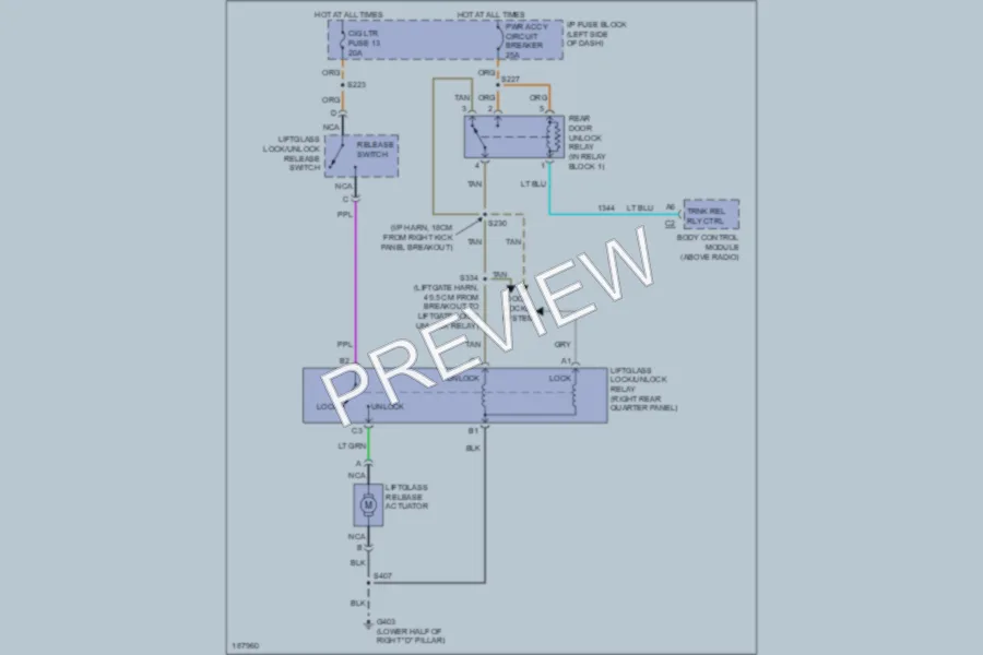 2004 Chevrolet Astro Trunk Tailgate Fuel Door wiring diagram preview