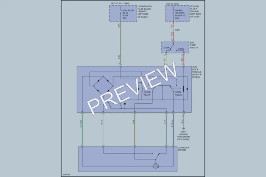 2004 Chevrolet Aveo5 Power Top Sunroof wiring diagram preview