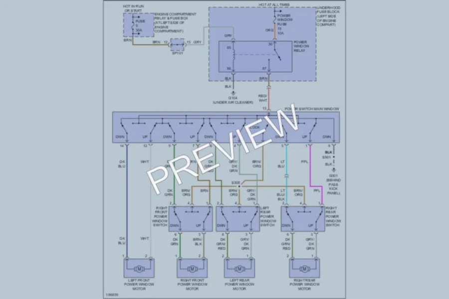2004 Chevrolet Aveo5 Power Windows wiring diagram preview