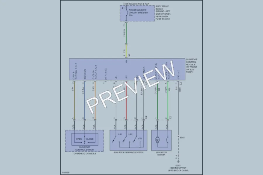 2004 Chevrolet Blazer Power Top Sunroof wiring diagram preview