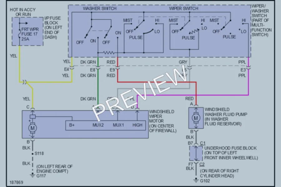 2004 Chevrolet Blazer Wiper Washer wiring diagram preview