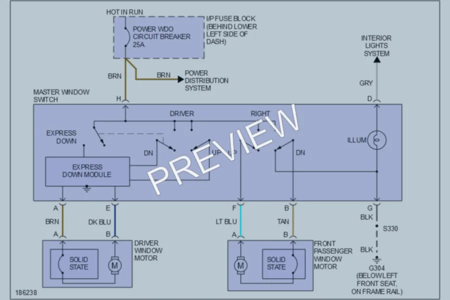 2004 Chevrolet Cavalier Power Windows wiring diagram preview
