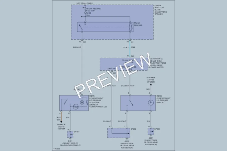 2004 Chevrolet Classic Trunk Tailgate Fuel Door wiring diagram preview