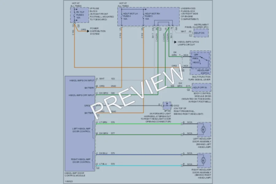 2004 Chevrolet Corvette Headlights wiring diagram preview