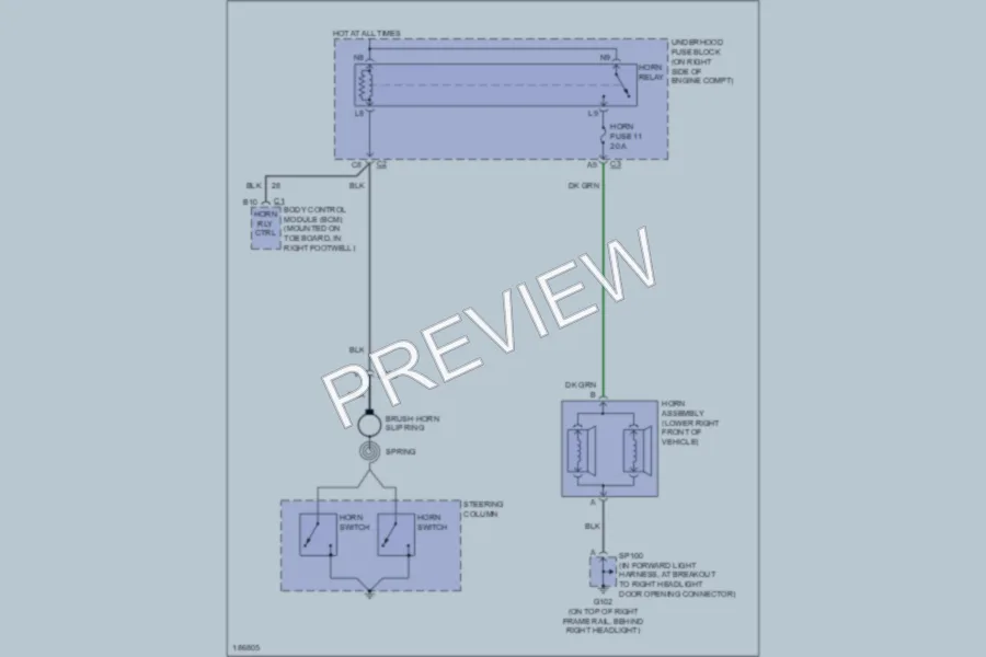 2004 Chevrolet Corvette Horn wiring diagram preview