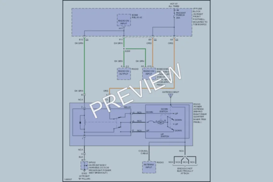 2004 Chevrolet Corvette Power Antenna wiring diagram preview